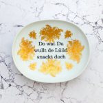 Wandteller Typo Do wat du wullt vintage Herr Fuchs Platte Wohnen 20cm Blume Gold plattdeutsch