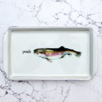 Wandplatte Herr Fuchs Typo yeah 23cm Fisch gold Wohnen Meer vintage Regenbogenforelle