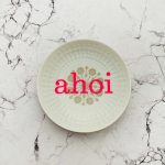 Wandteller Typo ahoi vintage Herr Fuchs mini neonpink 10cm Muster Schneeflocke