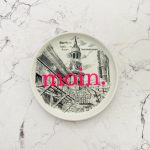 Wandteller Typo moin. vintage Herr Fuchs mini neonpink 10cm Hamburg Michel