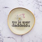 Wandteller daddeldu Typo Herr Fuchs mini 11cm gold plattdeutsch vintage oval Blume