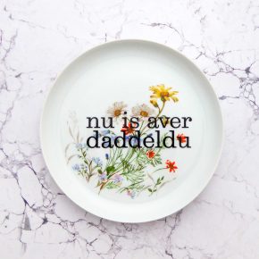 Wandteller daddeldu Typo Herr Fuchs 19cm  plattdeutsch vintage Blume