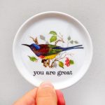 Wandteller Herr Fuchs Typo you are great mini Vogel 10cm vintage