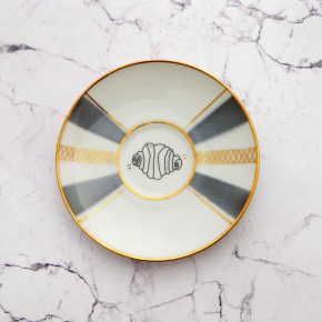 Wandteller Franzbrötchen vintage Herr Fuchs Teller Gold 10cm Hamburg Wohnen Grau Strahlen