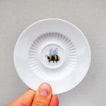 Wandteller Herr Fuchs Hummel mini 9cm Deko Wohnen Tier weiß vintage