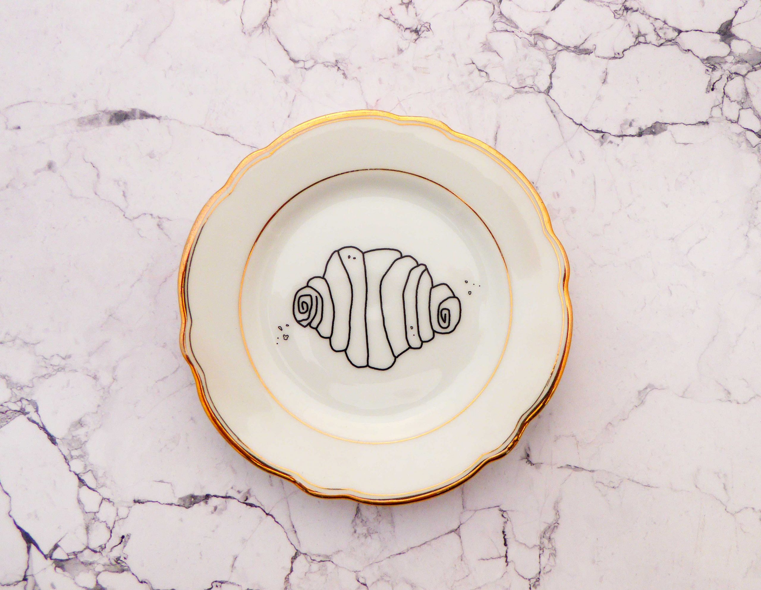 Wandteller Franzbrötchen vintage Herr Fuchs Teller Gold 12cm Hamburg Wohnen Bögen