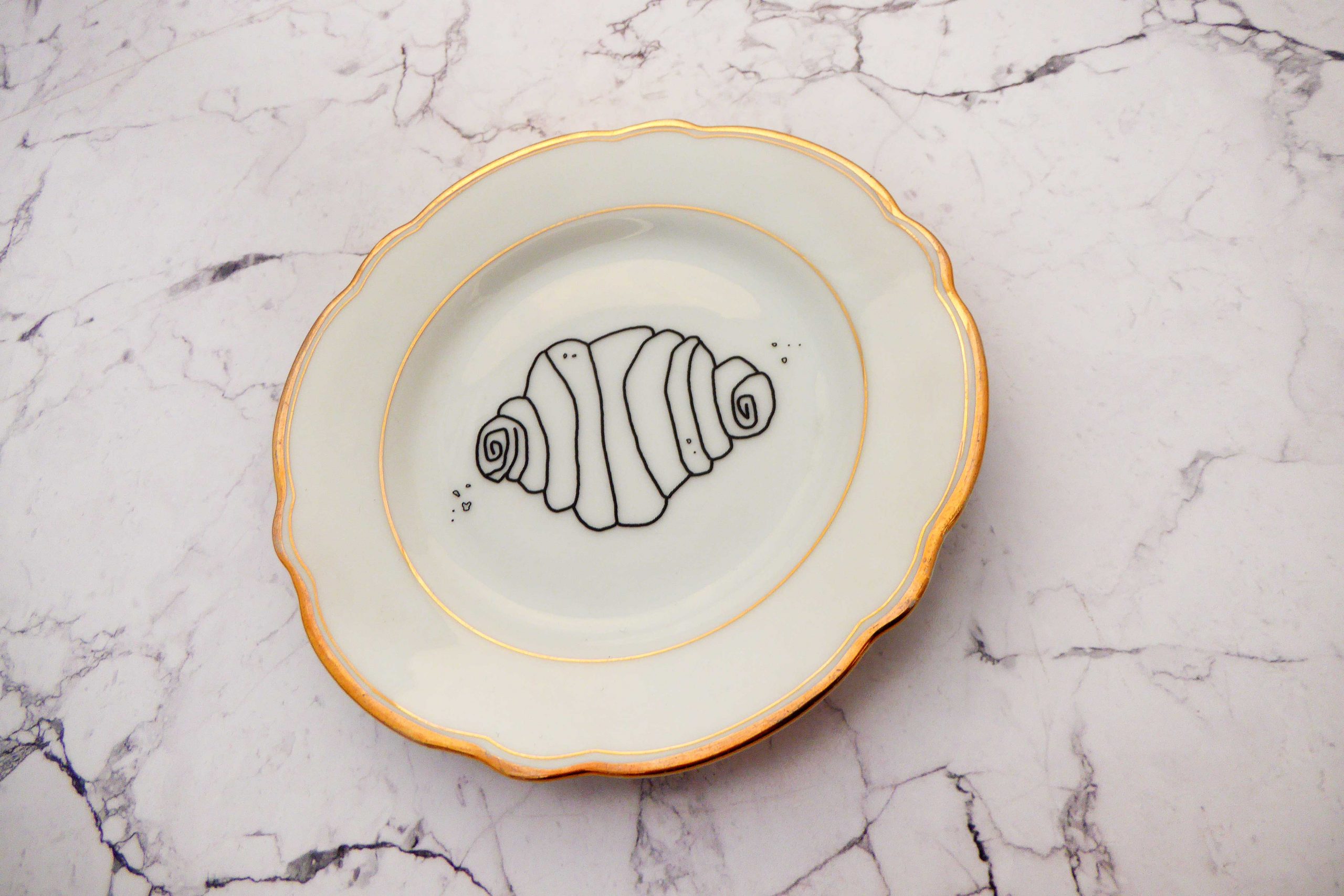 Wandteller Franzbrötchen vintage Herr Fuchs Teller Gold 12cm Hamburg Wohnen Bögen – Bild 2