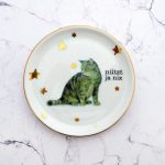 Wandteller Katze Typo nützt ja nix Herr Fuchs mini 10cm Gold Sterne vintage
