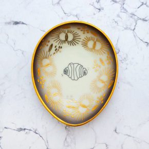 Wandteller Franzbrötchen vintage Herr Fuchs Teller Schwarz Gold 12cm Hamburg Wohnen oval