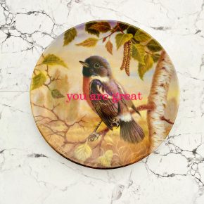 Wandteller you are great Herr Fuchs Vogel 19cm neonpink vintage wohnen Schwarzkelchen