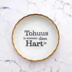 Wandteller Tohuus Typo Herr Fuchs mini 10cm gold Riffel Goldrand vintage plattdeutsch