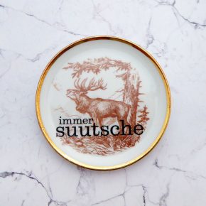 Wandteller Typo suutsche vintage Herr Fuchs Teller Gold Wohnen 10cm schnack mini Hirsch