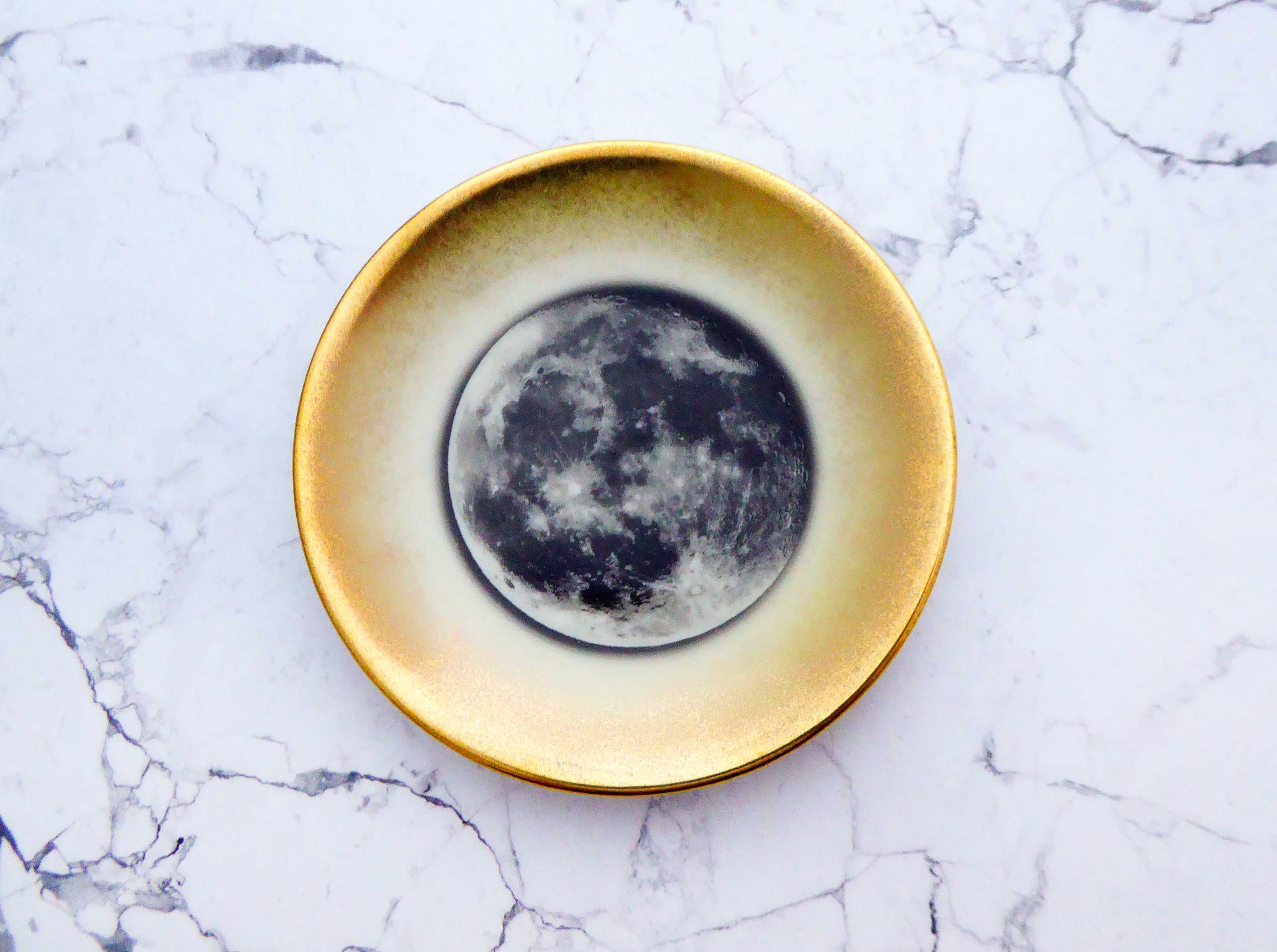 Wandteller Herr Fuchs Mond Gold mini 11cm vintage Ombre