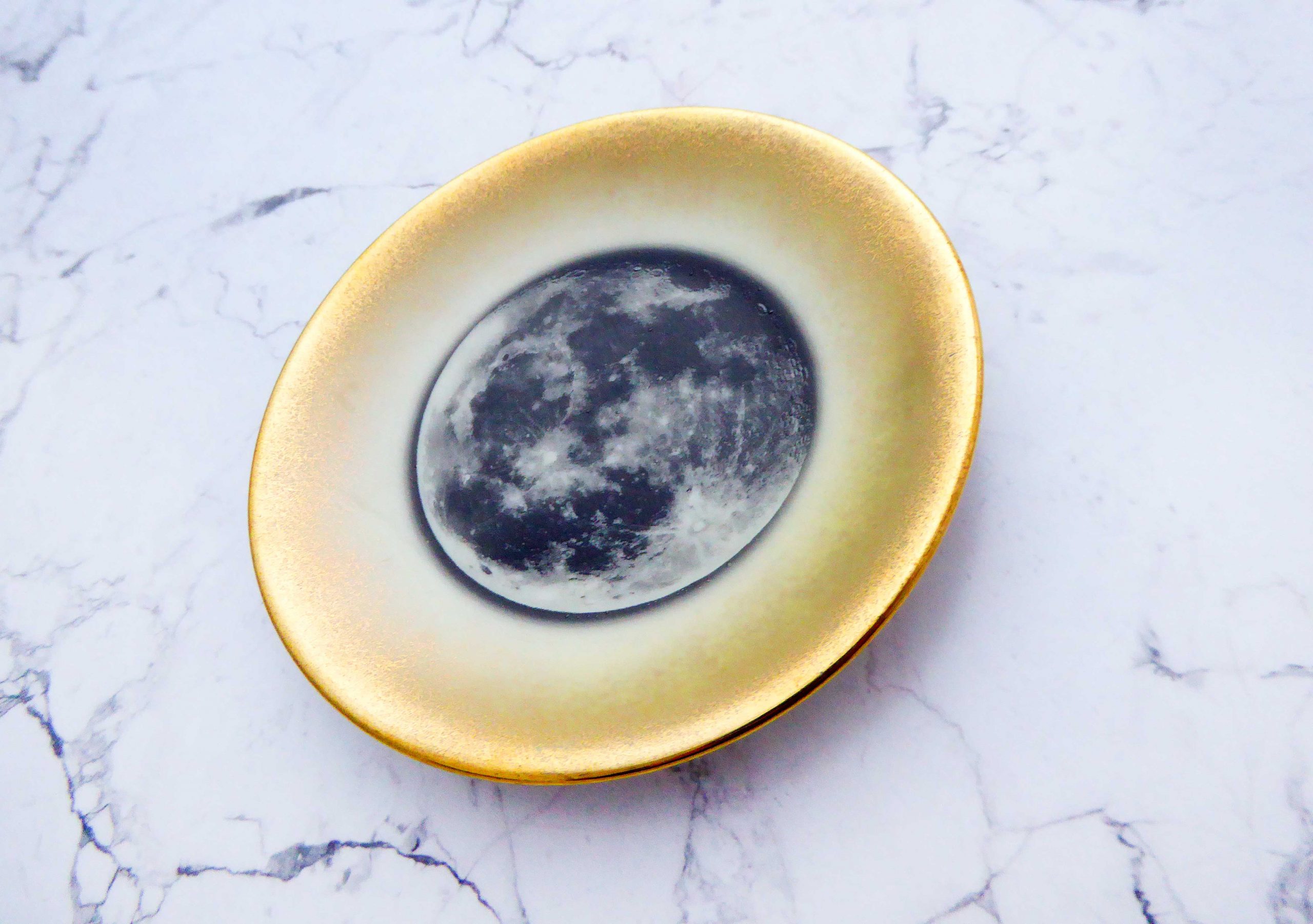 Wandteller Herr Fuchs Mond Gold mini 11cm vintage Ombre – Bild 2