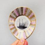 Wandteller Hamburger Hafen Kräne Rosa Gold vintage Herr Fuchs Streifen mini 11cm