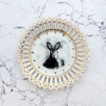 Wandteller Hase vintage Herr Fuchs Teller Durchbruch Muster Gold 17cm