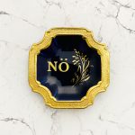 Wandteller Typo nö vintage Herr Fuchs mini gold 10cm blau Blume eckig