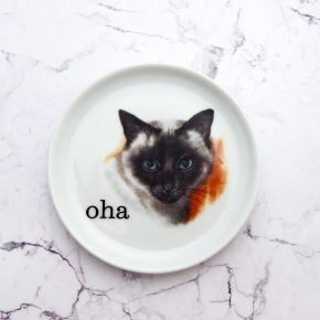 Wandteller Typo oha weiß Herr Fuchs  Katze 10cm Wohnen vintage