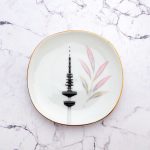 Wandteller Herr Fuchs Hamburger Fernsehturm gold rosa mini 10cm Heinrich-Hertz-Turm Blume