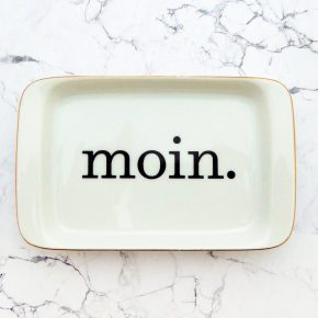 Wandteller Platte Herr Fuchs moin. Typo gold 17cm vintage Wohnen