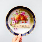 Wandteller Kuchen Vintage Herr Fuchs Deko Küche 19cm Food Früchte Bunt Gold