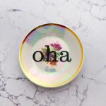 Wandteller oha Typo Herr Fuchs mini 11cm Blume Bunt Schnack vintage irisierend