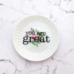 Wandteller you are great vintage Herr Fuchs Teller mini 10cm Blumen grün rosa