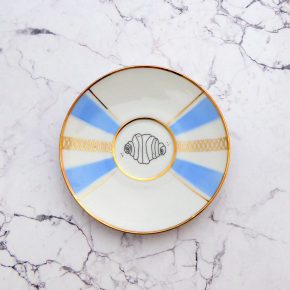 Wandteller Franzbrötchen vintage Herr Fuchs Teller Gold 10cm Hamburg Wohnen Blau Strahlen