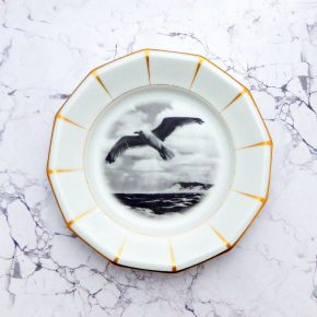 Wandteller Möwe vintage Herr Fuchs Teller Gold Streifen 19cm Wohnen