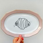 Wandplatte Franzbrötchen vintage Herr Fuchs Teller Rosa/Gold 28cm Hamburg Wohnen