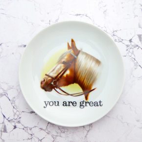 Wandteller Herr Fuchs Typo you are great 19cm Pferd Wohnen vintage Tier