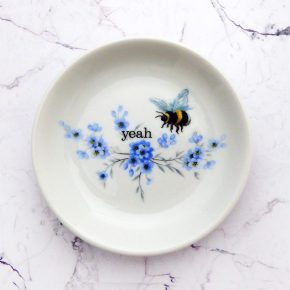 Wandteller Herr Fuchs yeah Typo Wohnen Hummel mini 10cm vintage Blau Blume