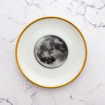 Wandteller Herr Fuchs Mond Gold mini 10cm vintage Riffel Wohnen Galaxie