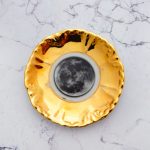 Wandteller Herr Fuchs Mond mini 10cm vintage Breiter Goldrand Wohnen Galaxie