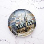 Wandteller Herr Fuchs Typo moin. mini  Hamburg Motiv Rathaus 10cm vintage bunt