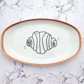 Wandplatte Franzbrötchen vintage Herr Fuchs Teller Rosa/Gold 32cm Hamburg Wohnen