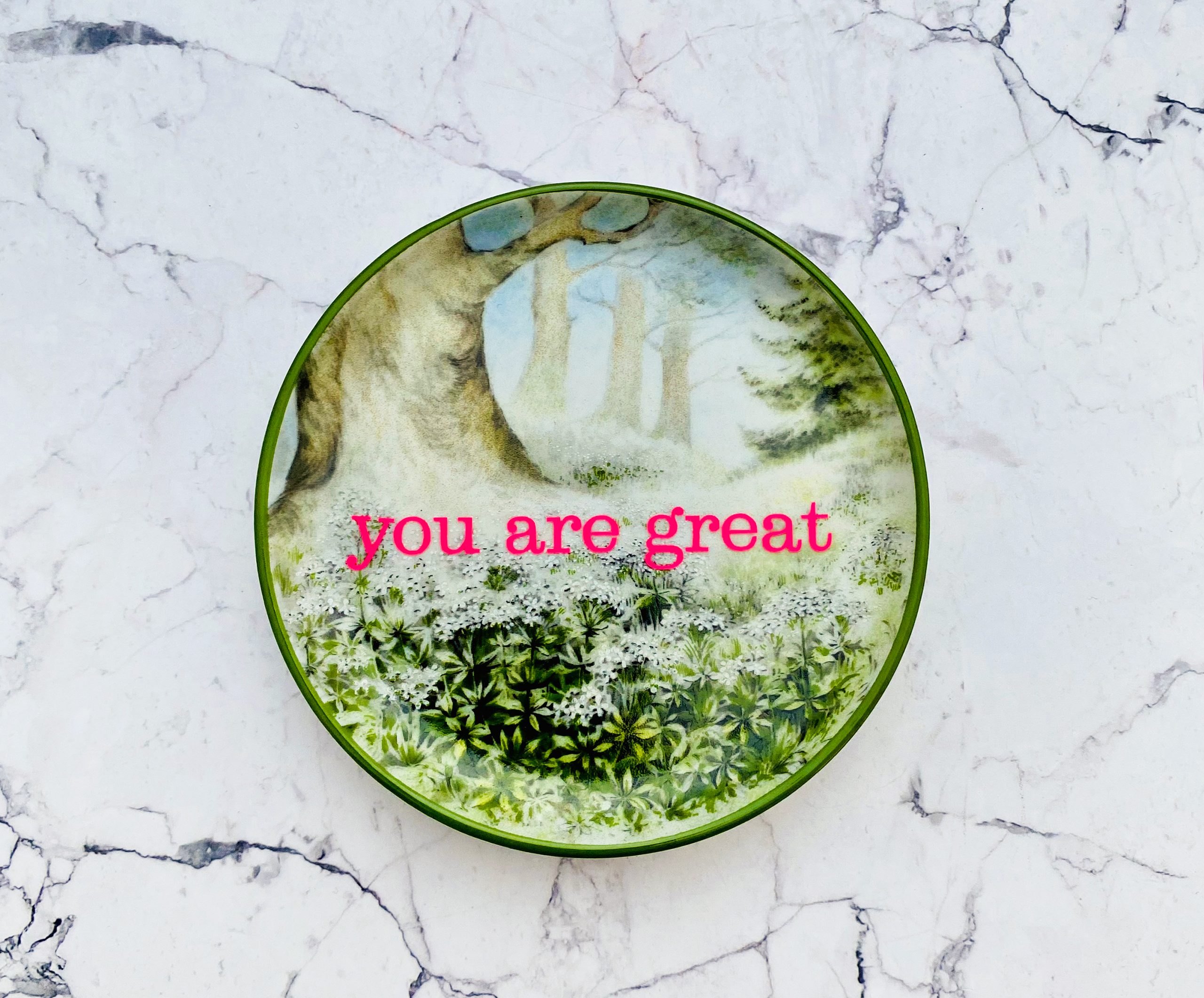 Wandteller Herr Fuchs Typo neonpink you are great mini Waldmeister Blumen 10cm