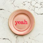 Wandteller Herr Fuchs Typo yeah gold rosa mini neonpink 10cm vintage #perfekt