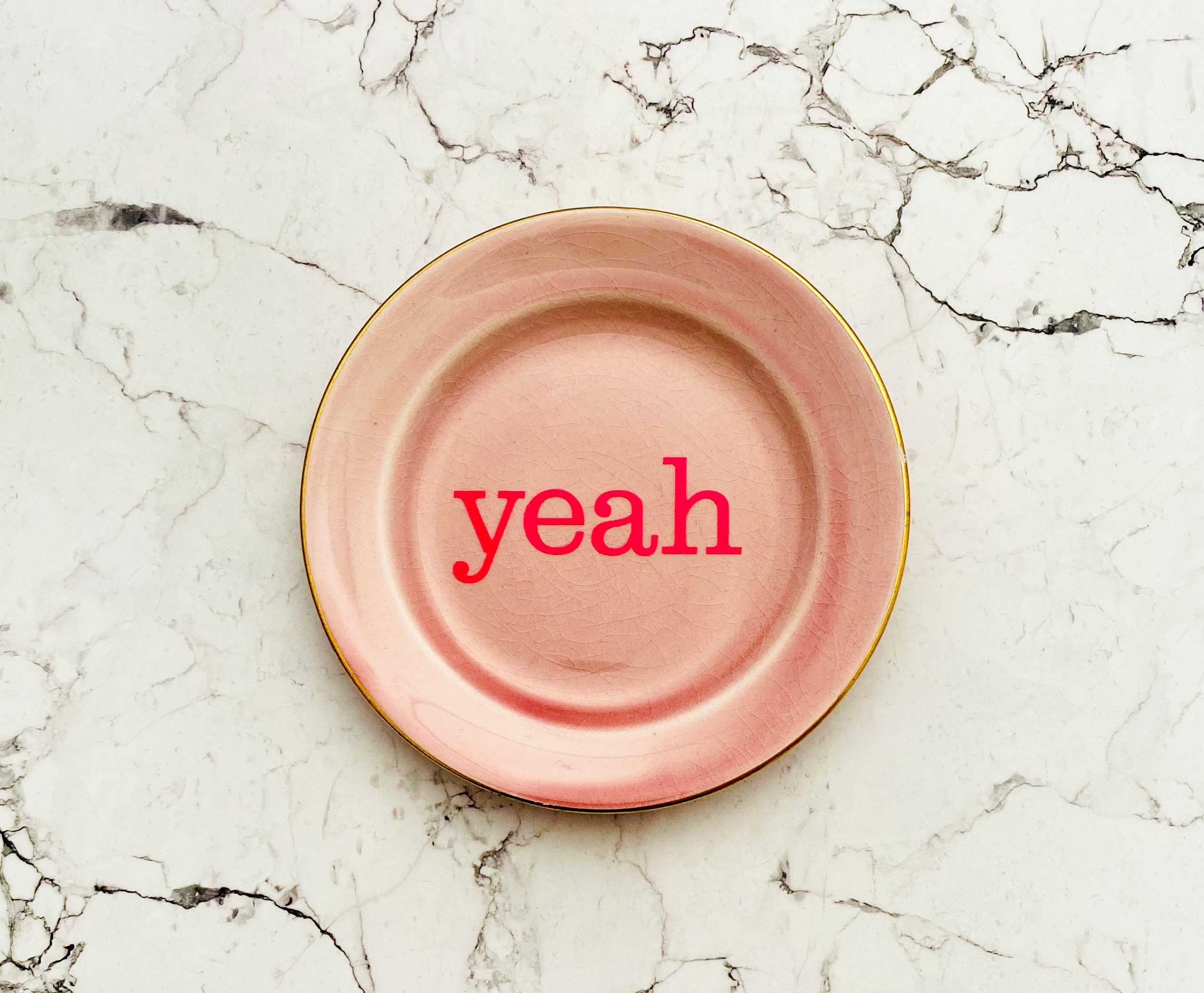 Wandteller Herr Fuchs Typo yeah gold rosa mini neonpink 10cm vintage #perfekt