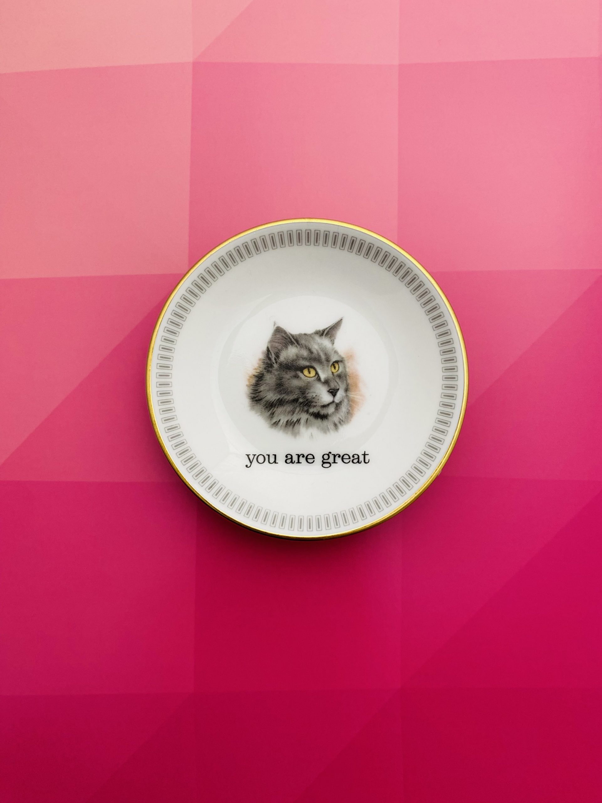 Wandteller Typo you are great Goldrand Herr Fuchs Katze 9cm Wohnen vintage