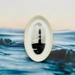 Wandteller Leuchtturm vintage Herr Fuchs Deko gold mini oval 11cm