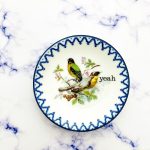 Wandteller Herr Fuchs yeah Typo Vogel mini 10cm Bunt vintage Wohnen blau