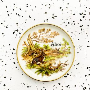 Wandteller Herr Fuchs Ahoi Typo Hase mini 11cm Tier vintage wohnen