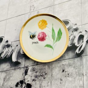 Wandteller Herr Fuchs yeah Typo Wohnen Hummel mini 11cm vintage gold Blume bunt