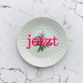 Wandteller Typo jetzt vintage Herr Fuchs weiß neonpink Blume 10cm Wohnen