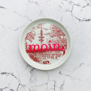 Wandteller Typo moin. vintage Herr Fuchs mini neonpink 10cm Planten Blomen Hamburg Fernsehturm rosa