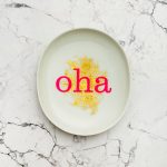 Wandteller Typo oha vintage Herr Fuchs mini neonpink gold 11cm Blume oval