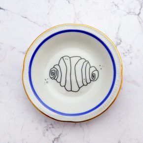 Wandteller Franzbrötchen vintage Herr Fuchs Teller Blau Gold 9cm Hamburg Wohnen