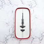 Wandteller Platte Herr Fuchs Hamburger Fernsehturm rot/burgund/gold Wohnen 29cm