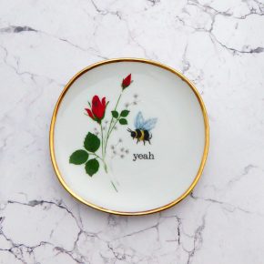 Wandteller Herr Fuchs yeah Typo Wohnen Hummel mini 10cm vintage gold Blume Rose